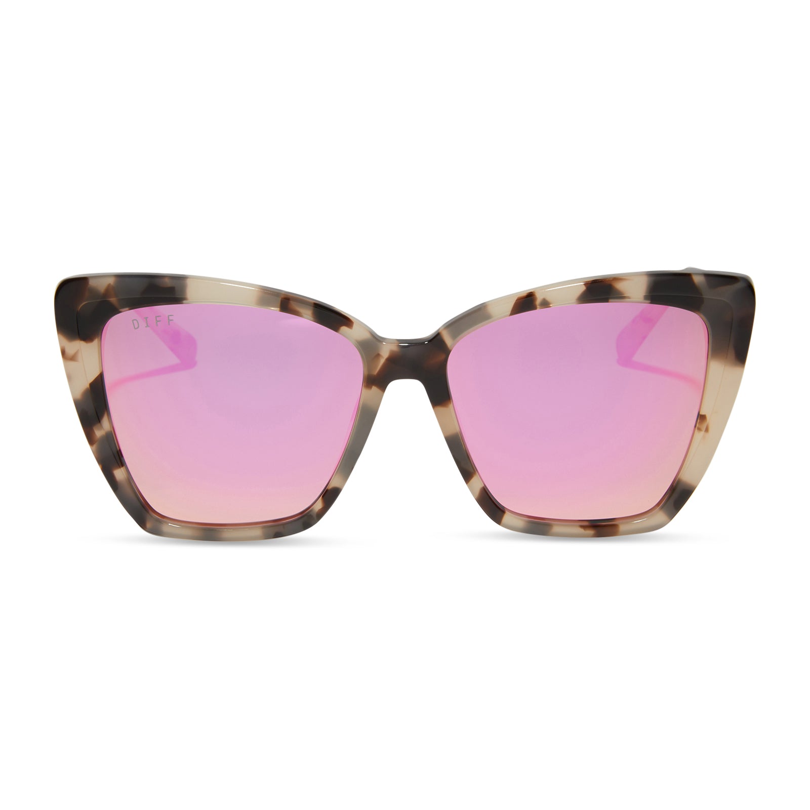 Image of BECKY II - CREAM TORTOISE + PINK MIRROR SUNGLASSES