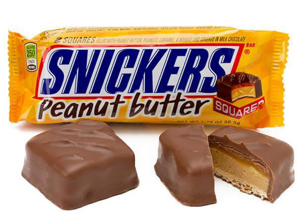 130302 - Snickers Peanut Butter Squared Candy Bars: 18-Piece Box