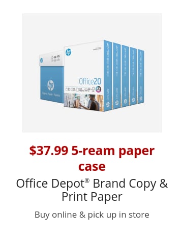 $37.99 5-ream paper case Office Depot® Brand Copy & Print Paper