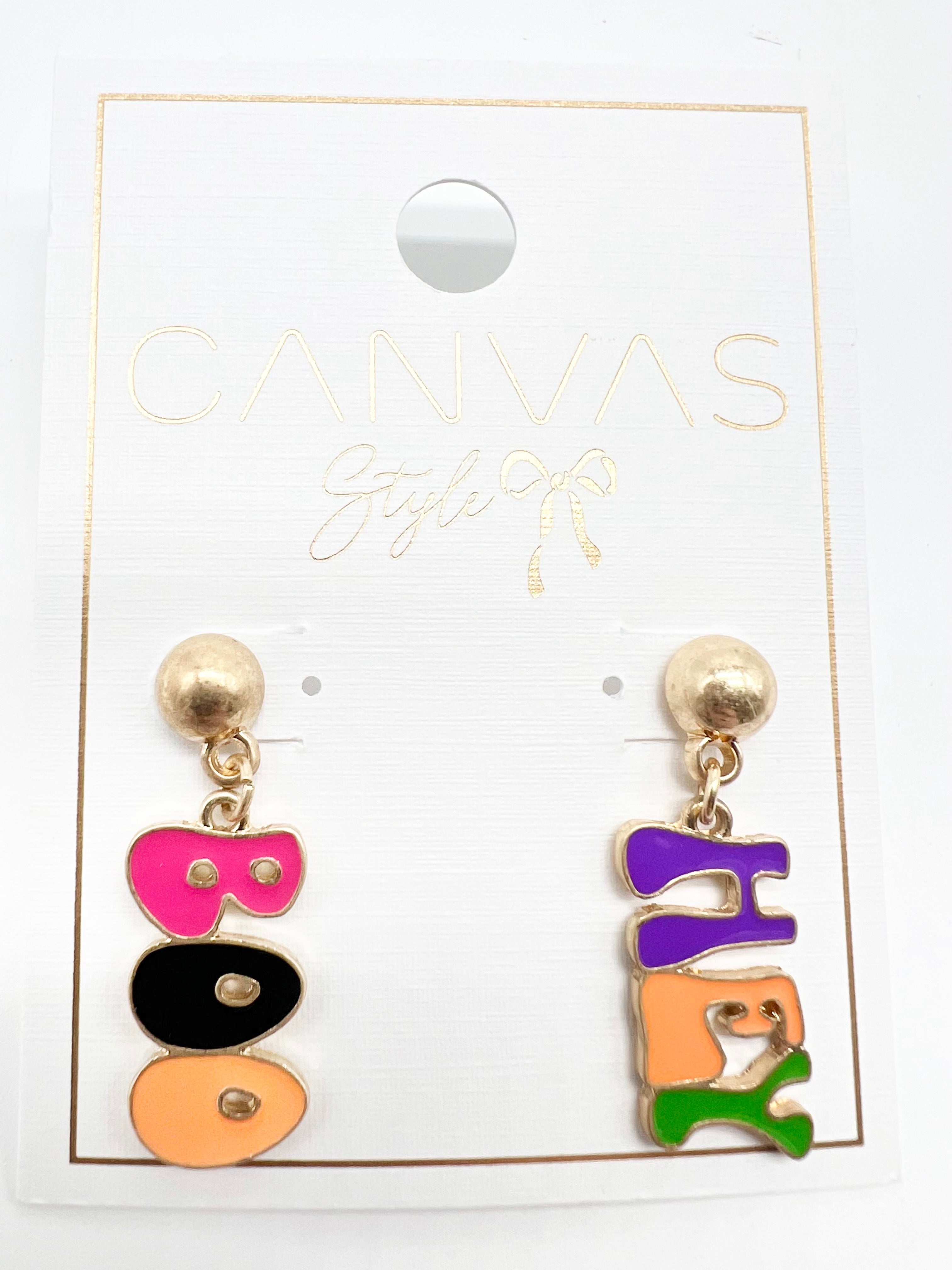 Image of Hey Boo Enamel Halloween Earrings