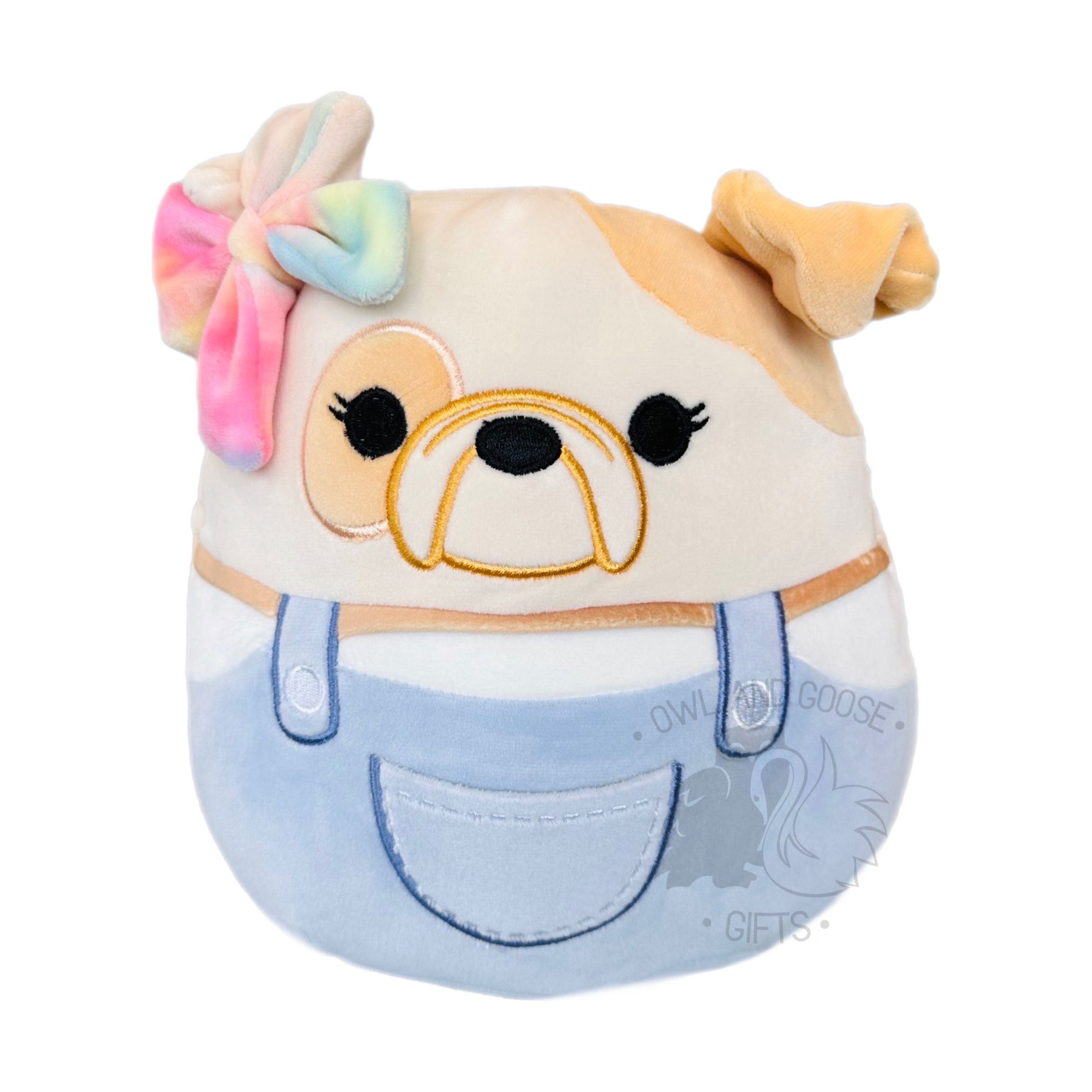 Squishmallow 8 Inch Davitta the Bulldog in Overalls Easter Plush Toy