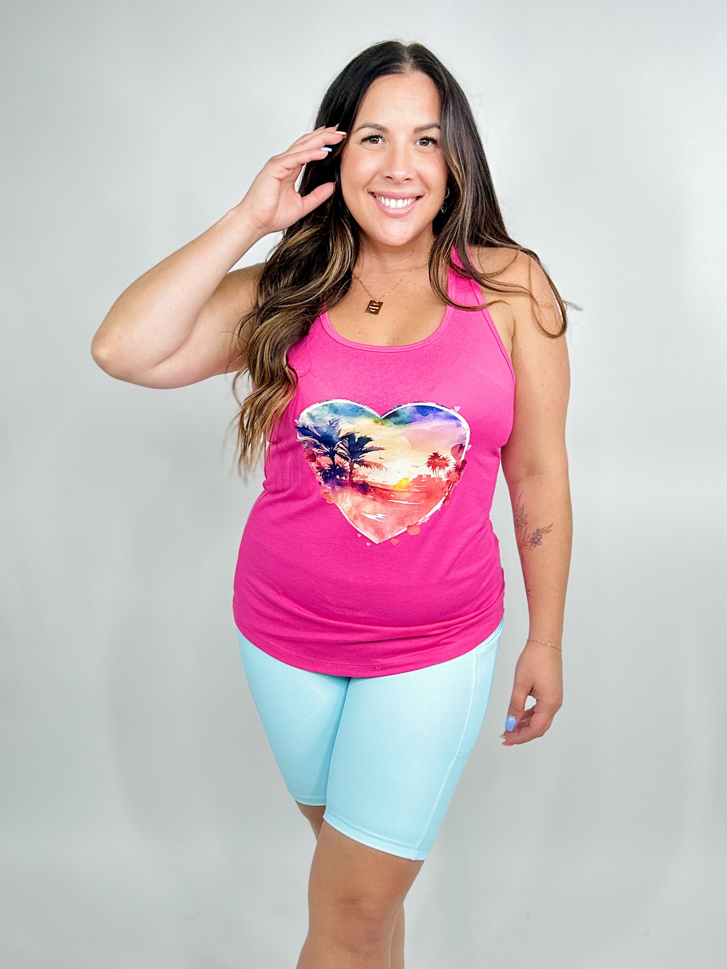 Image of Horizon Heart Sunset Graphic Tank