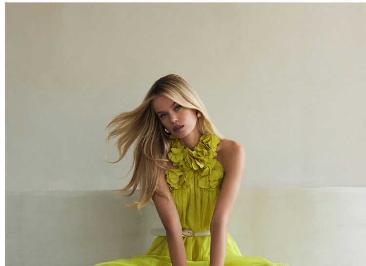 Spring Color Forecast. Bright yellow-green editorial image. Shop the Edit