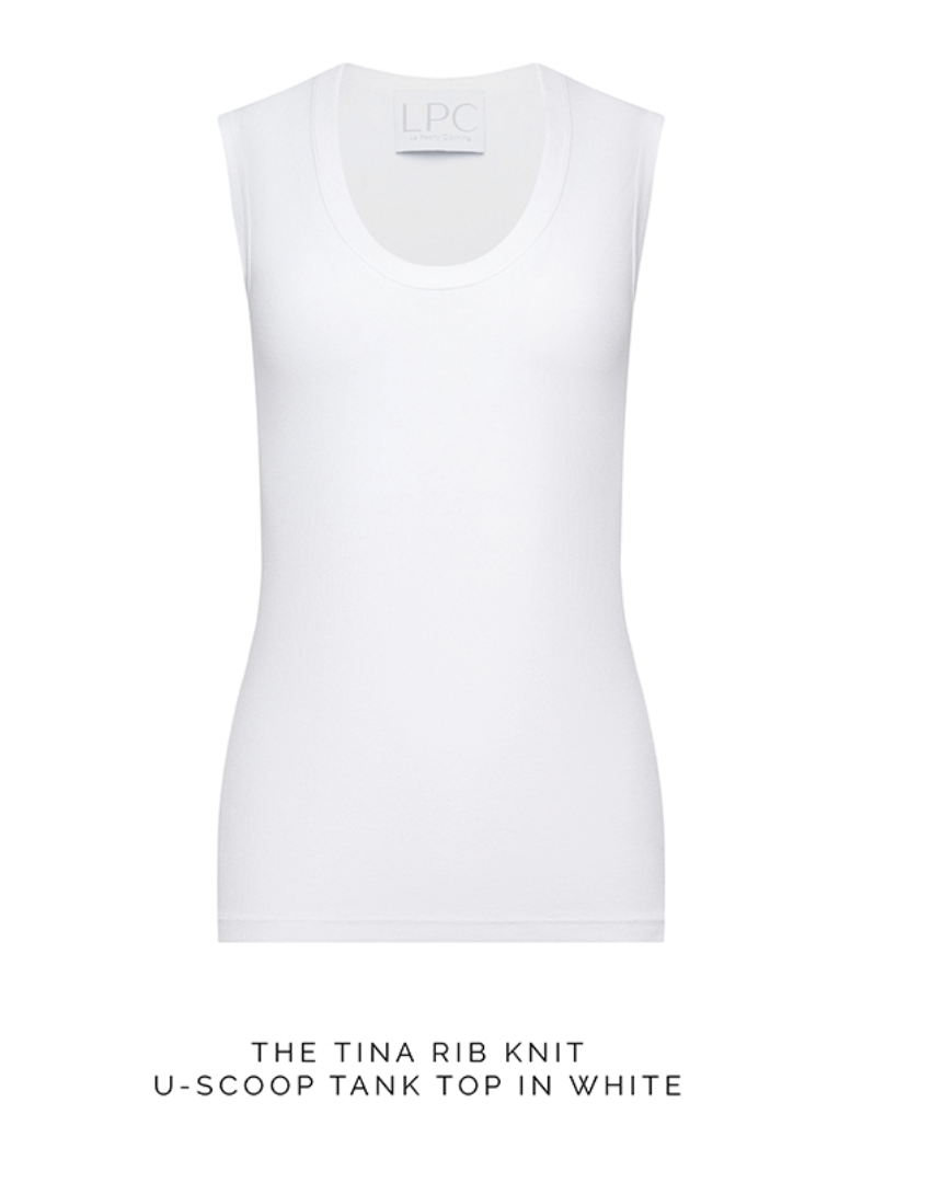 The Tina Rib Knit u-scoop in white