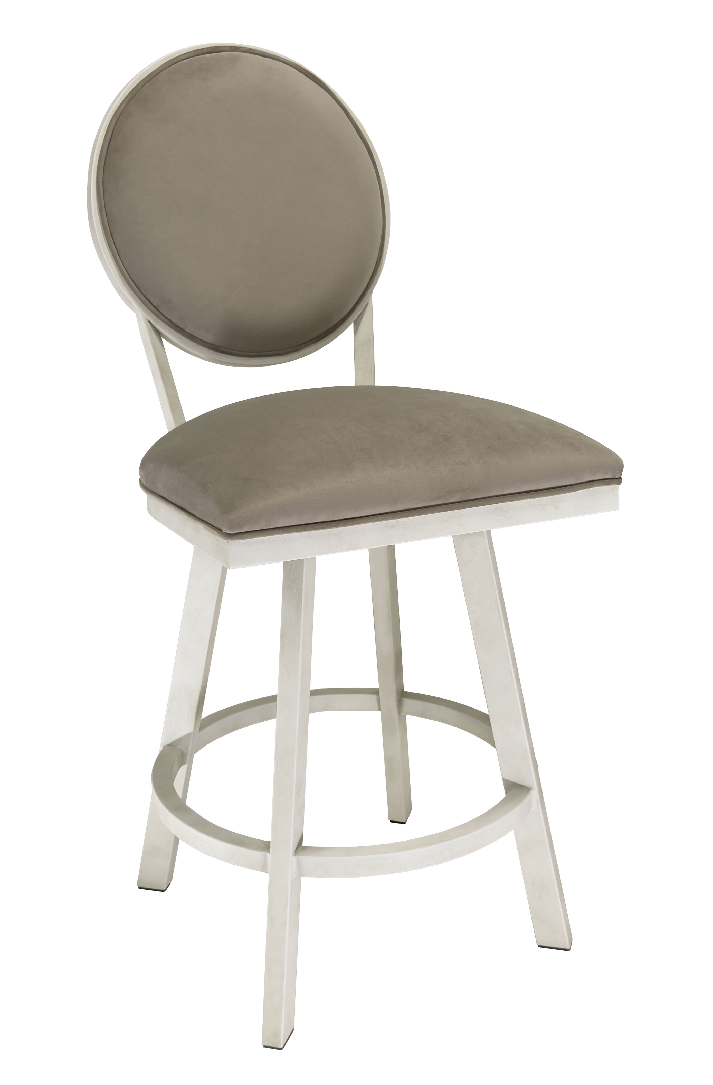 Marquise barstool in Ivory finish with Dusk Fog Velvet fabric.