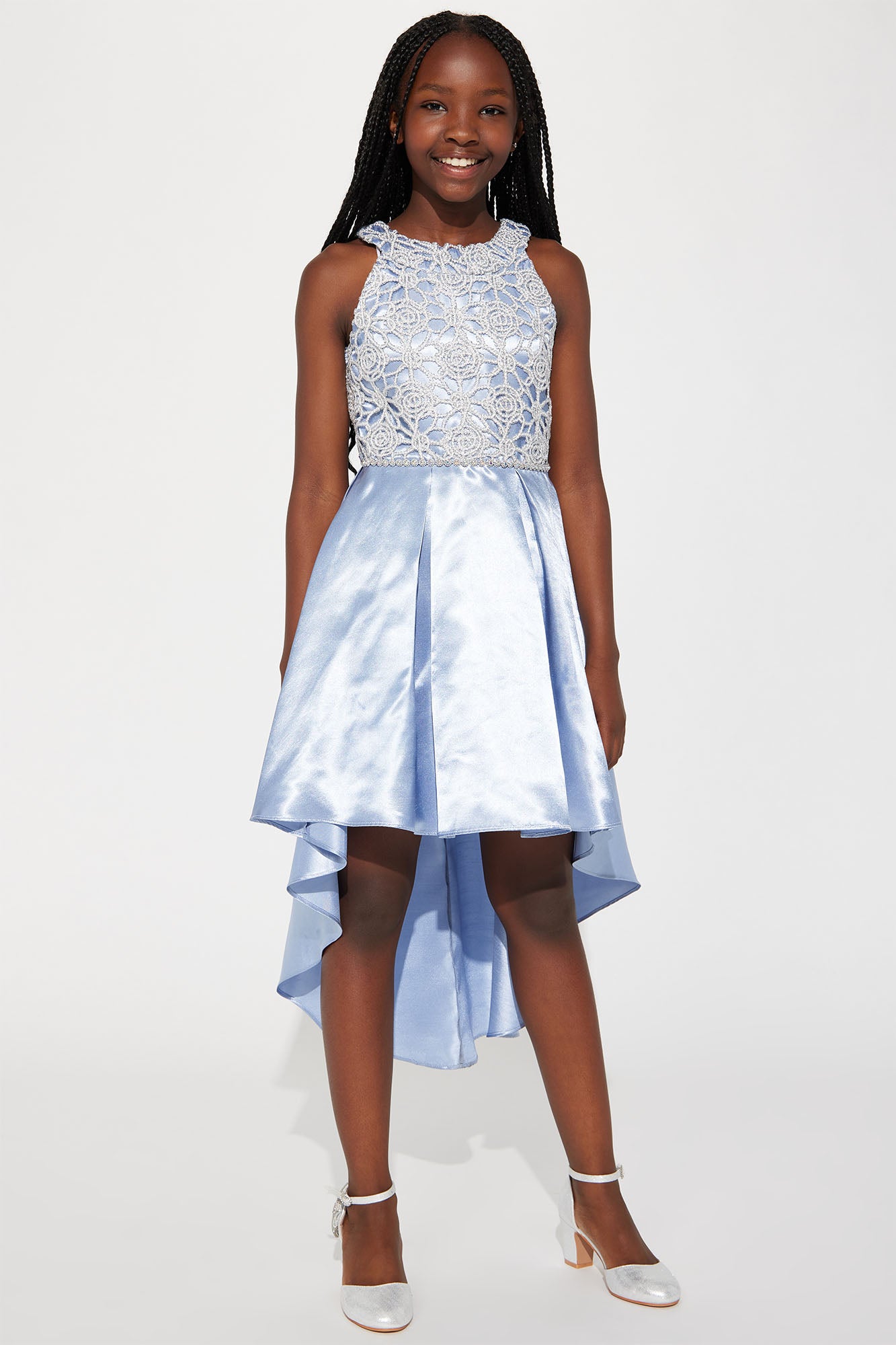 Image of Mini Aim To Impress High Low Dress - Blue/Silver