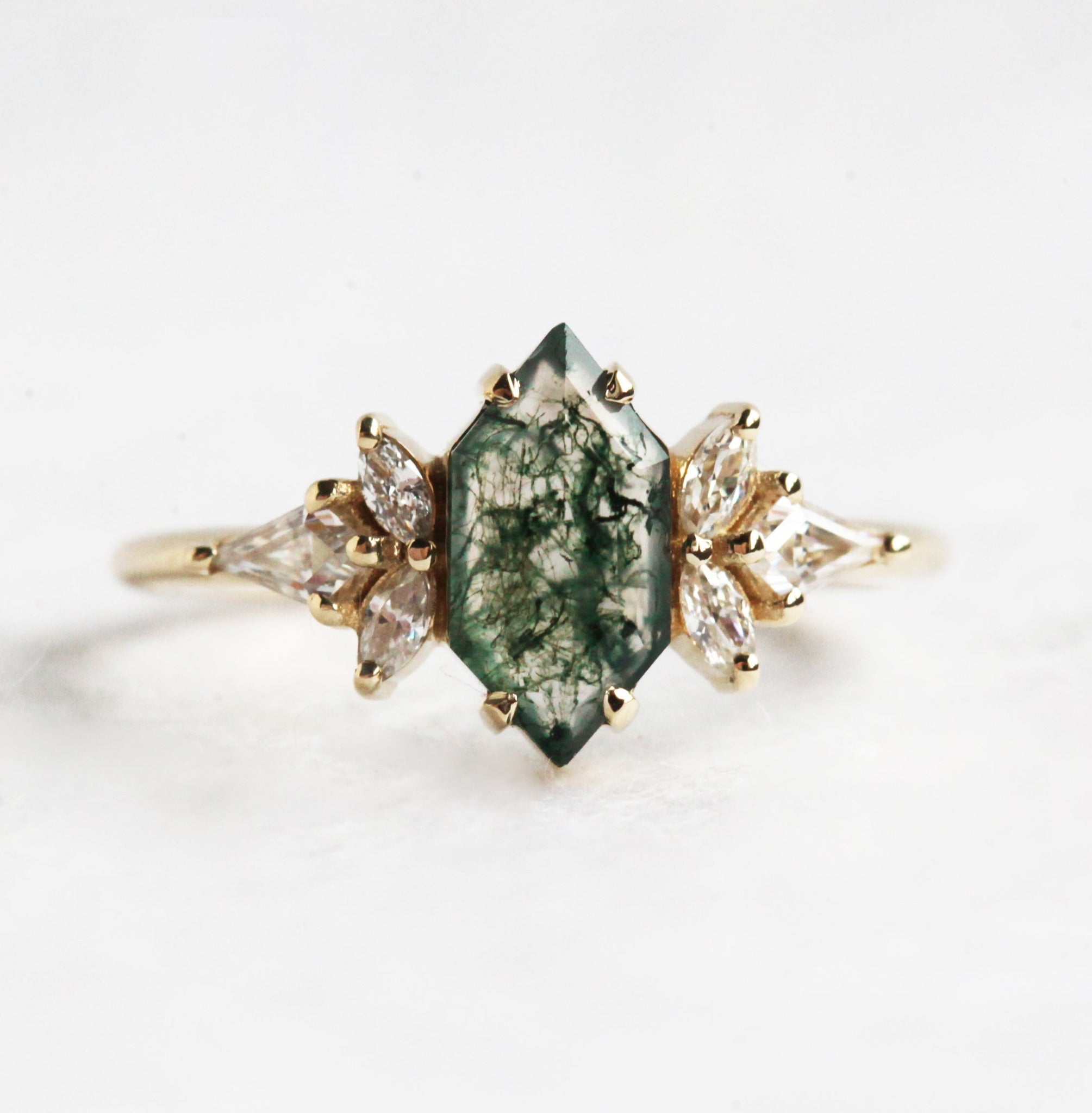 Image of Tori Hexagon Moss Agate Ring