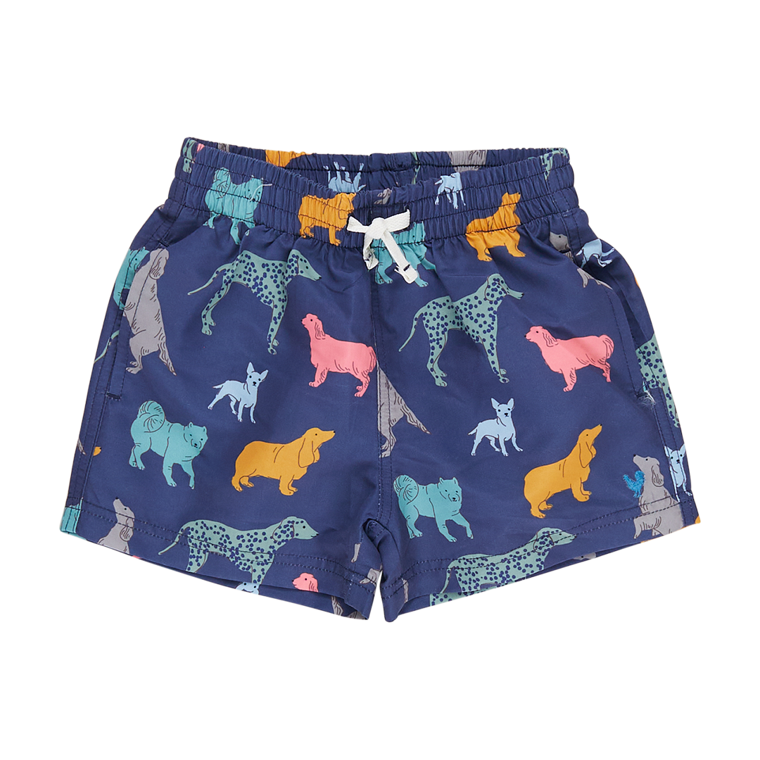 Image of Boys Swim Trunk - Navy Dogs