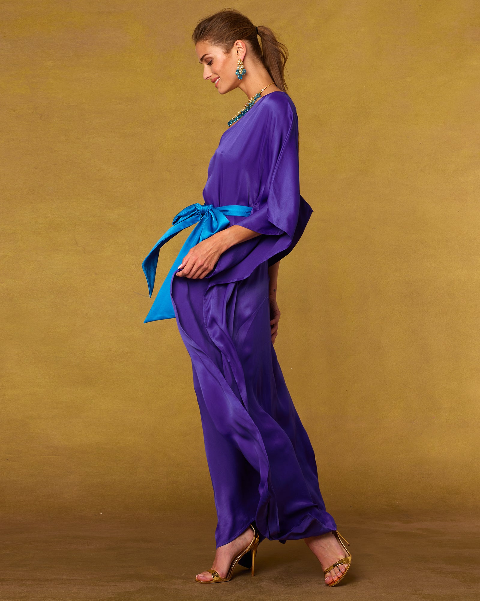 Image of Isabella Belted Kaftan in Royal Purple