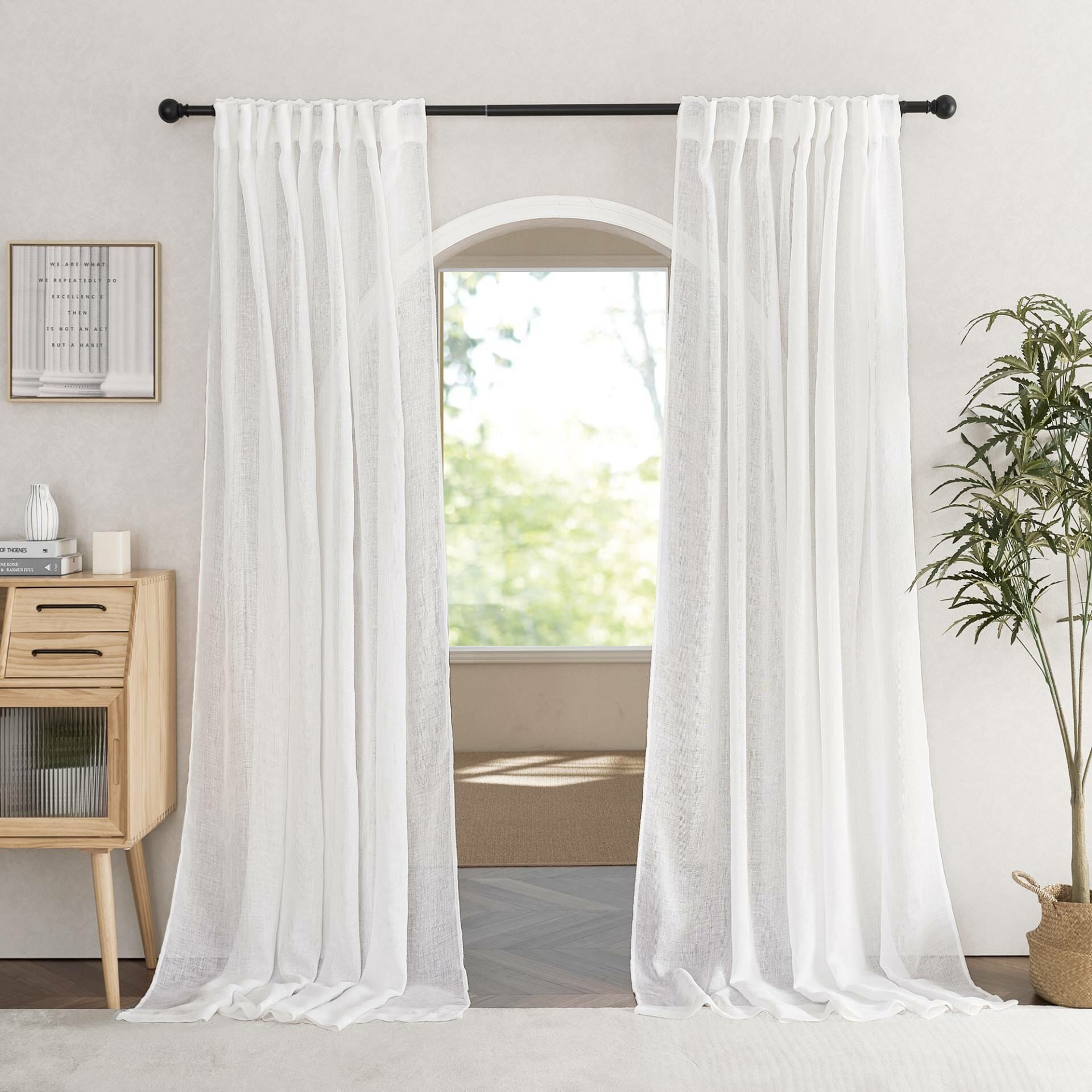 Custom Wengen Cotton Linen Blend Sheer Curtain