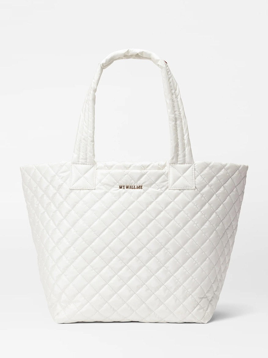 Image of MZ Wallace Medium Metro Tote Deluxe in Pearl Metallic Oxford