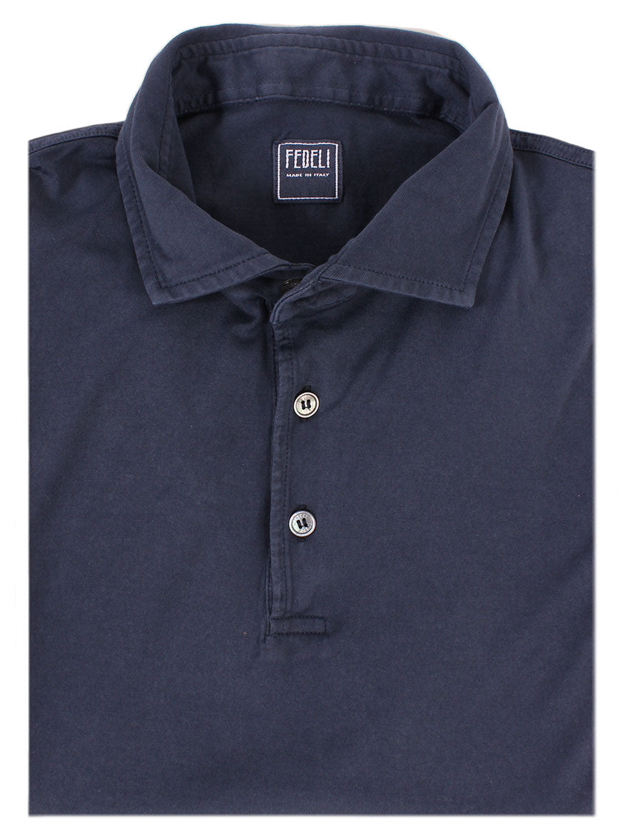 Image of Fedeli Short Sleeve Polo in Navy