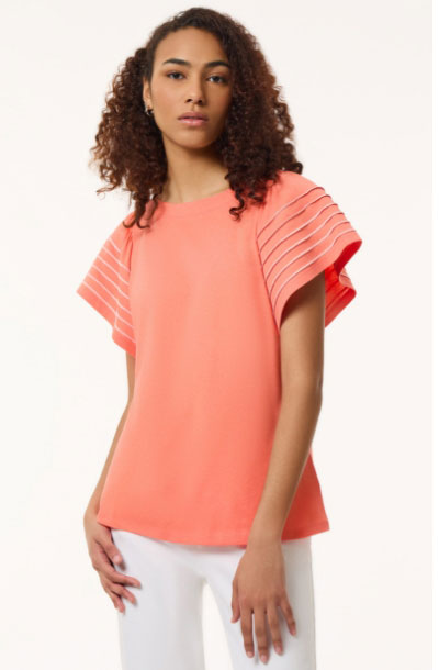 Flutter Short-Sleeve Top, Cotton Modal