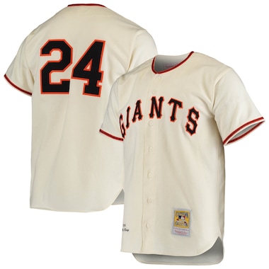  Mitchell & Ness Willie Mays Cream  Cooperstown Collection Authentic Jersey & Collector's Box Set