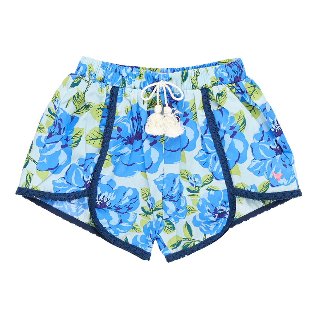 Image of Girls Millie Short - Blue Peonies