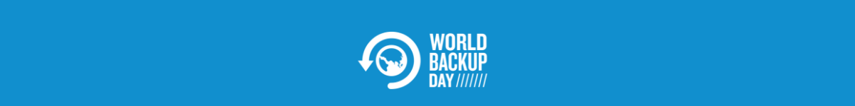 World with arrow around logo. WORLD BACKUP DAY ///////