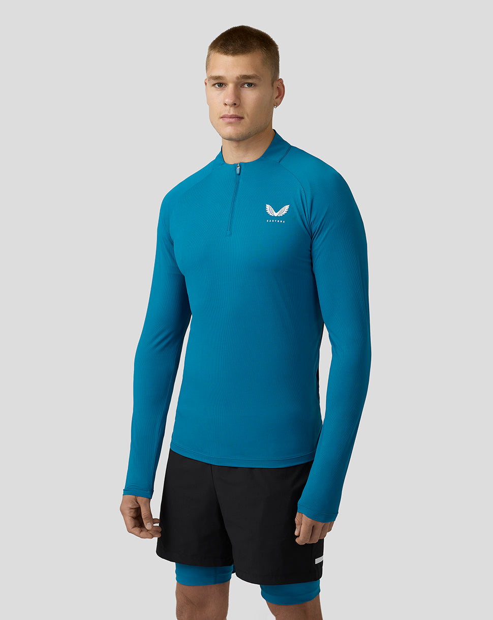 Image of Men’s Flow Long Sleeve Breathable Quarter Zip Top - Dark Aqua