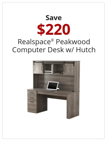 Save 230 Realspace® Peakwood Computer Desk w/ Hutch