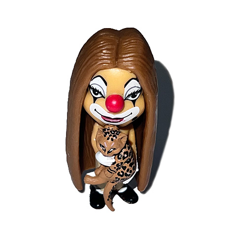 Use your points to get a feminine clown figure, holding a leopard from DGA