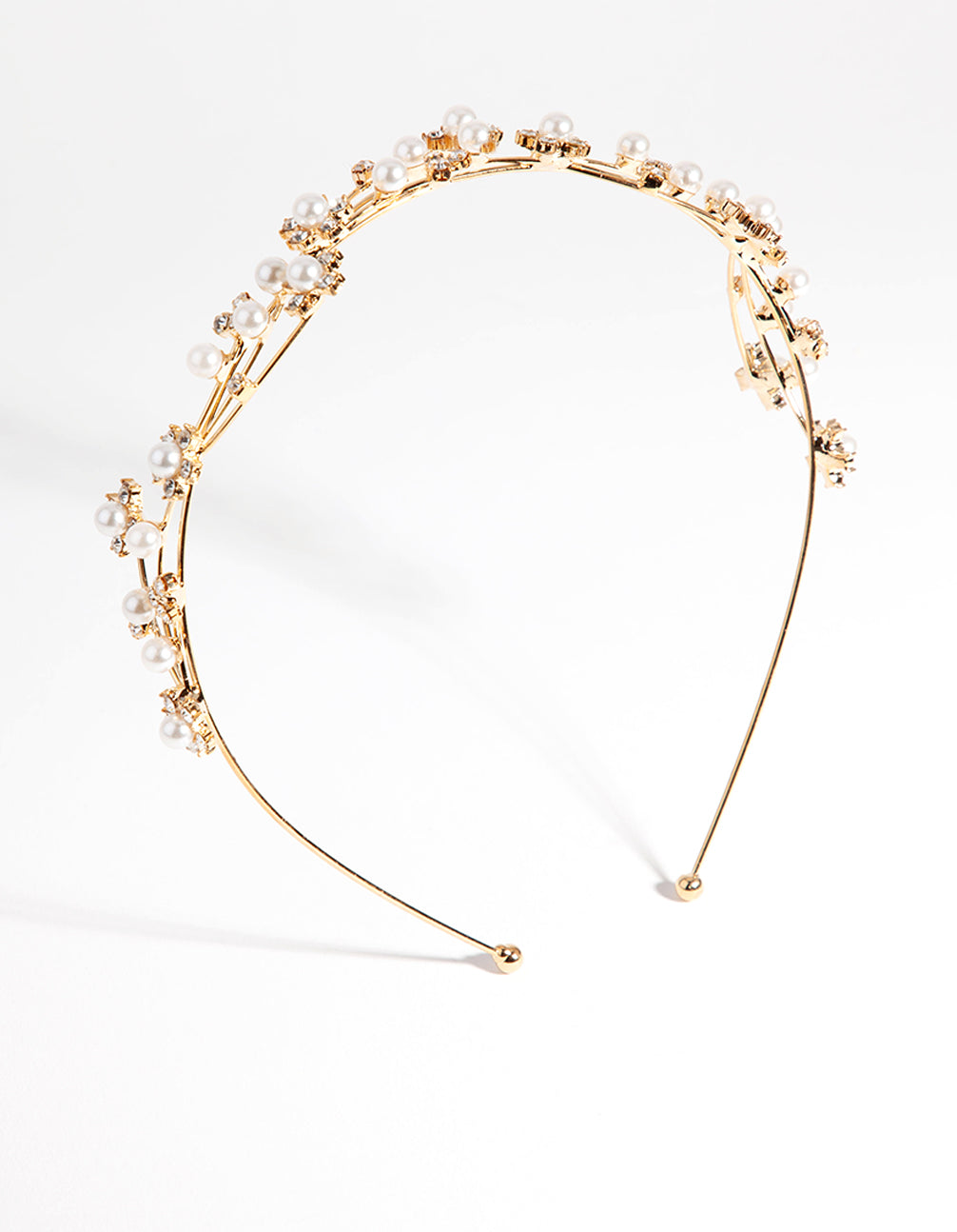 Image of Gold Wire Pearl Crystal Headband