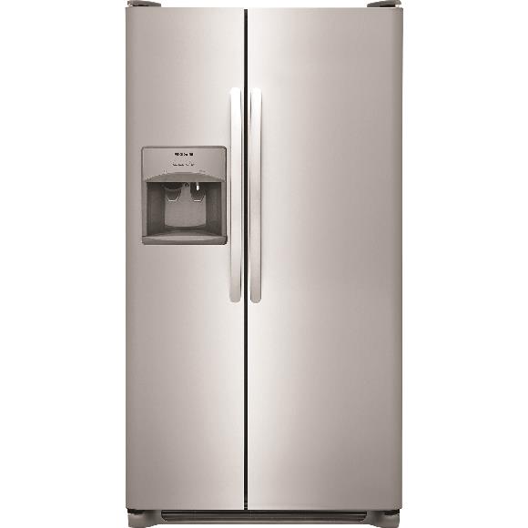 Frigidaire 25.6 CuFt Store-Moreâ„¢ Side-By-Side Refrigerator In Stainless Steel With External Dispenser