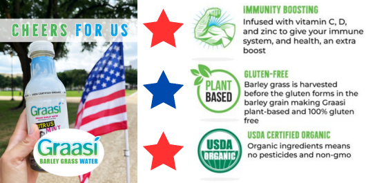 Raise a Glass to America with Graasi Organic Barley Grass Water!