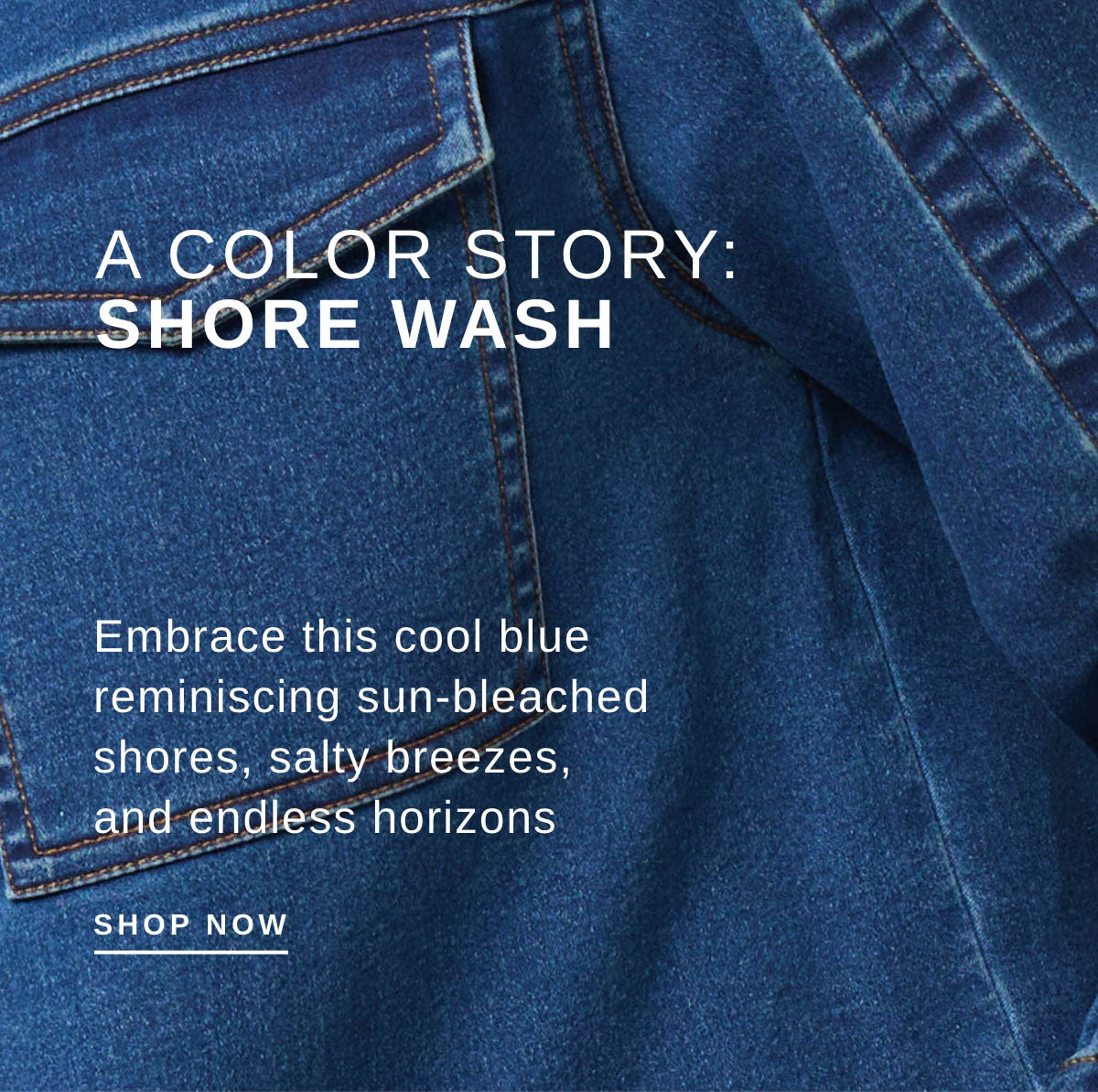 A COLOR STORY: SHORE WASH | SHOP NOW | Shirred Sleeve City Denim Jacket, Shore Wash