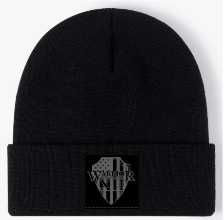 Image of Black Knit Beanie - W12 Black Patch