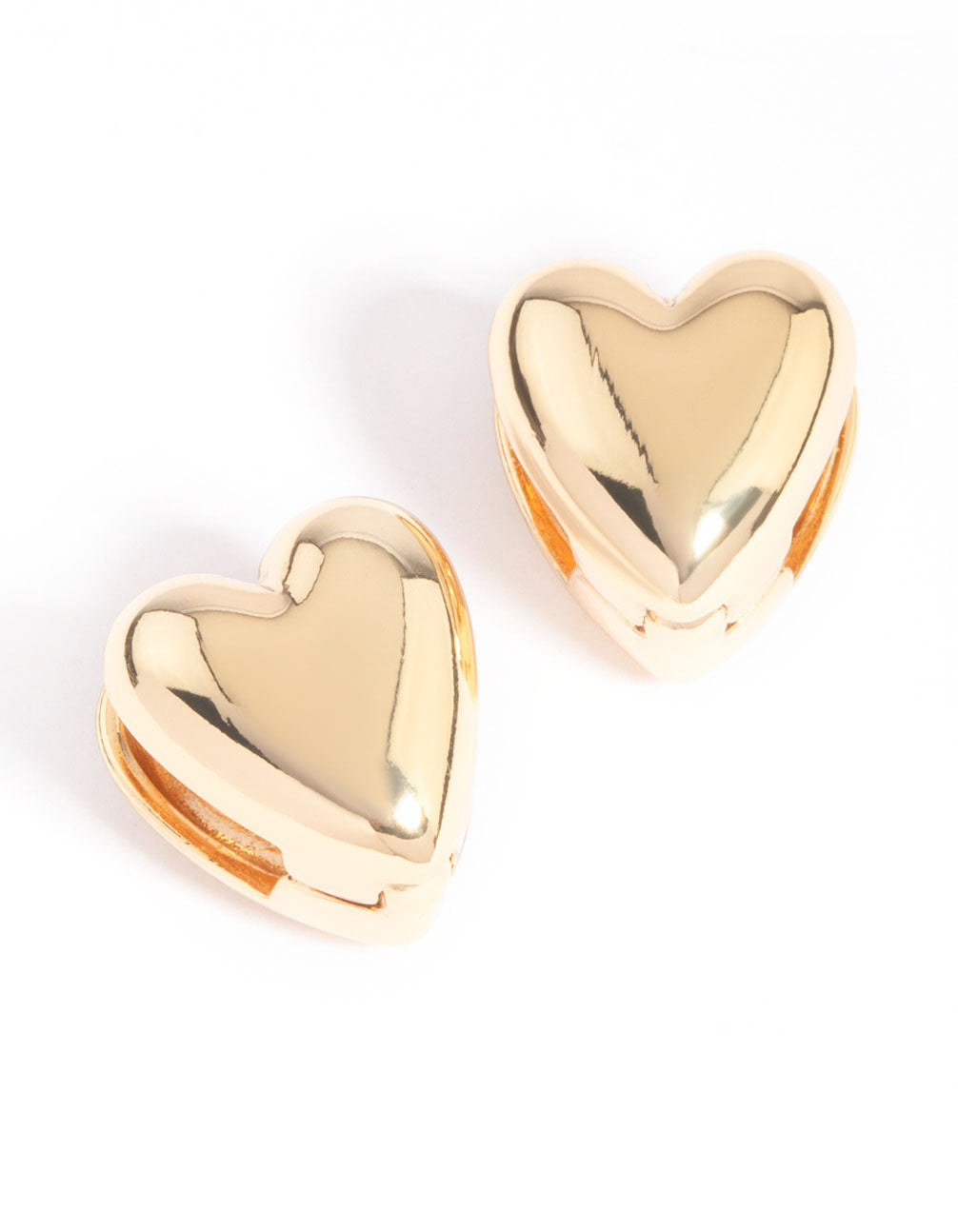 Image of Gold Plated Heart Huggie Earrings