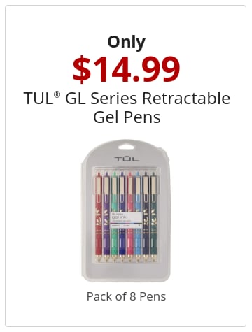 Only 14.99 TUL® GL Series Retractable Gel Pens Pack of 8 Pens