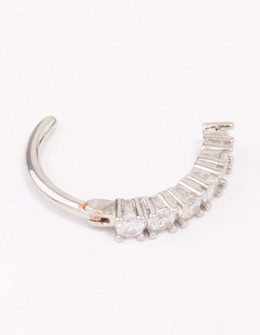 Image of Surgical Steel Round Cubic Zirconia Curve Belly Ring