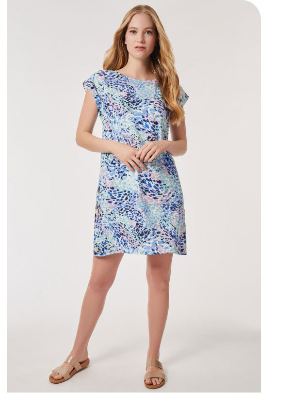 Printed Side Button Swing Dress