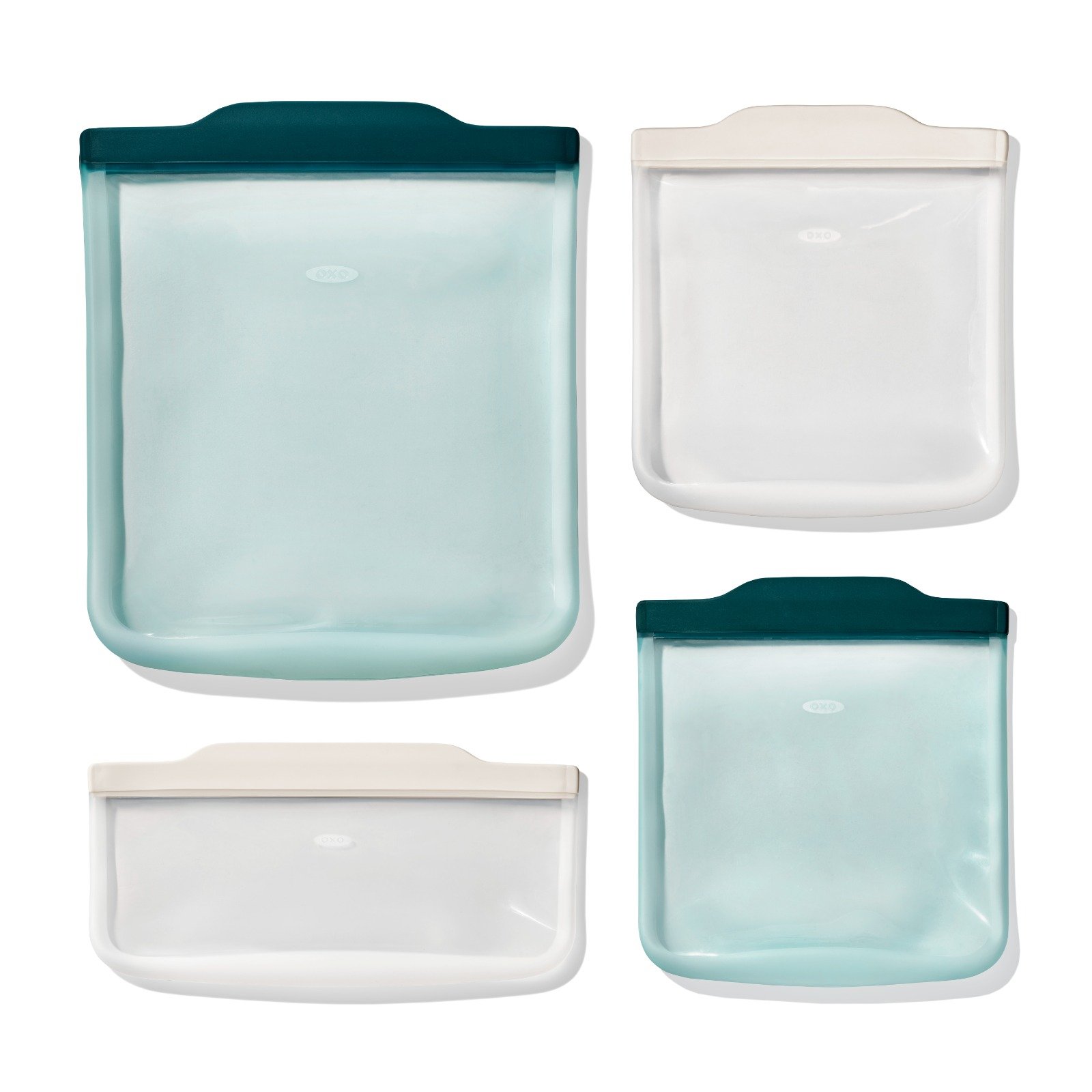 Image of Silicone Reusable Bag - 4 Piece Starter Set - Oat/Lagoon