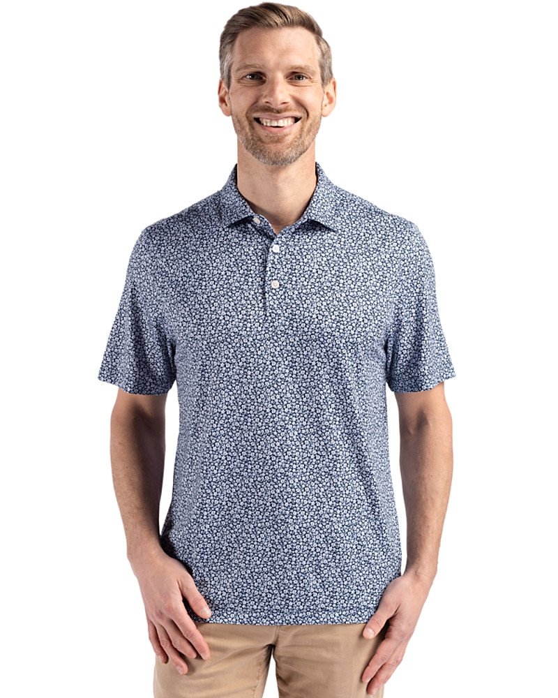 Image of Cutter & Buck Pike Eco Flora Print Recycled Mens Big & Tall Polo