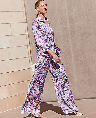 The Easy Palazzo Pant in Tiled Satin