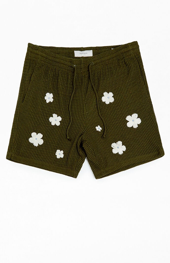 Image: Green Flower Crochet Shorts