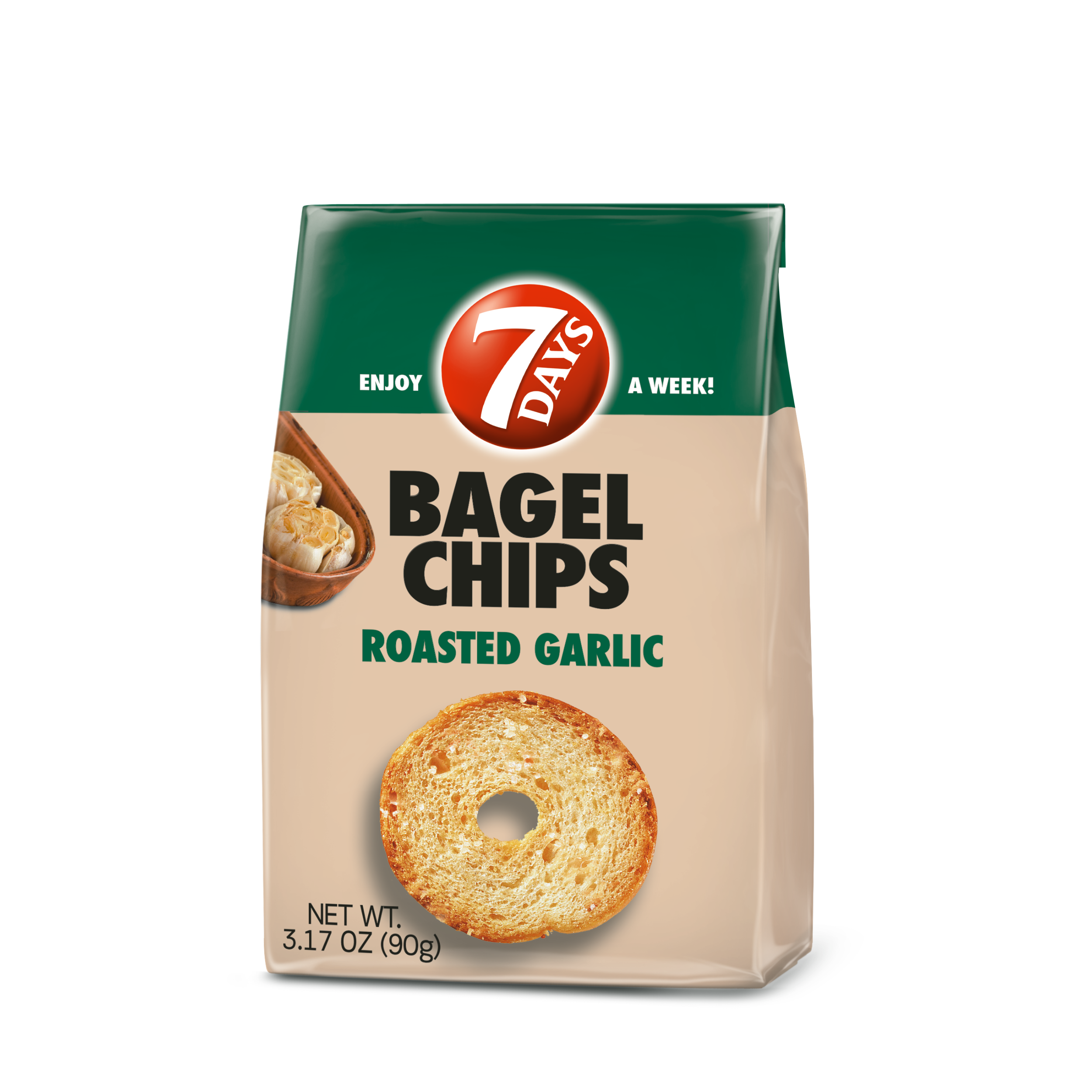 Image of Bagel Chips, Roasted Garlic, Small Bag (3.17oz, Pack of 12)