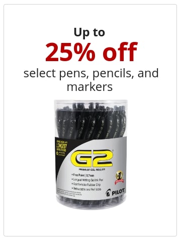 Up to  25% off select pens, pencils, and markers 