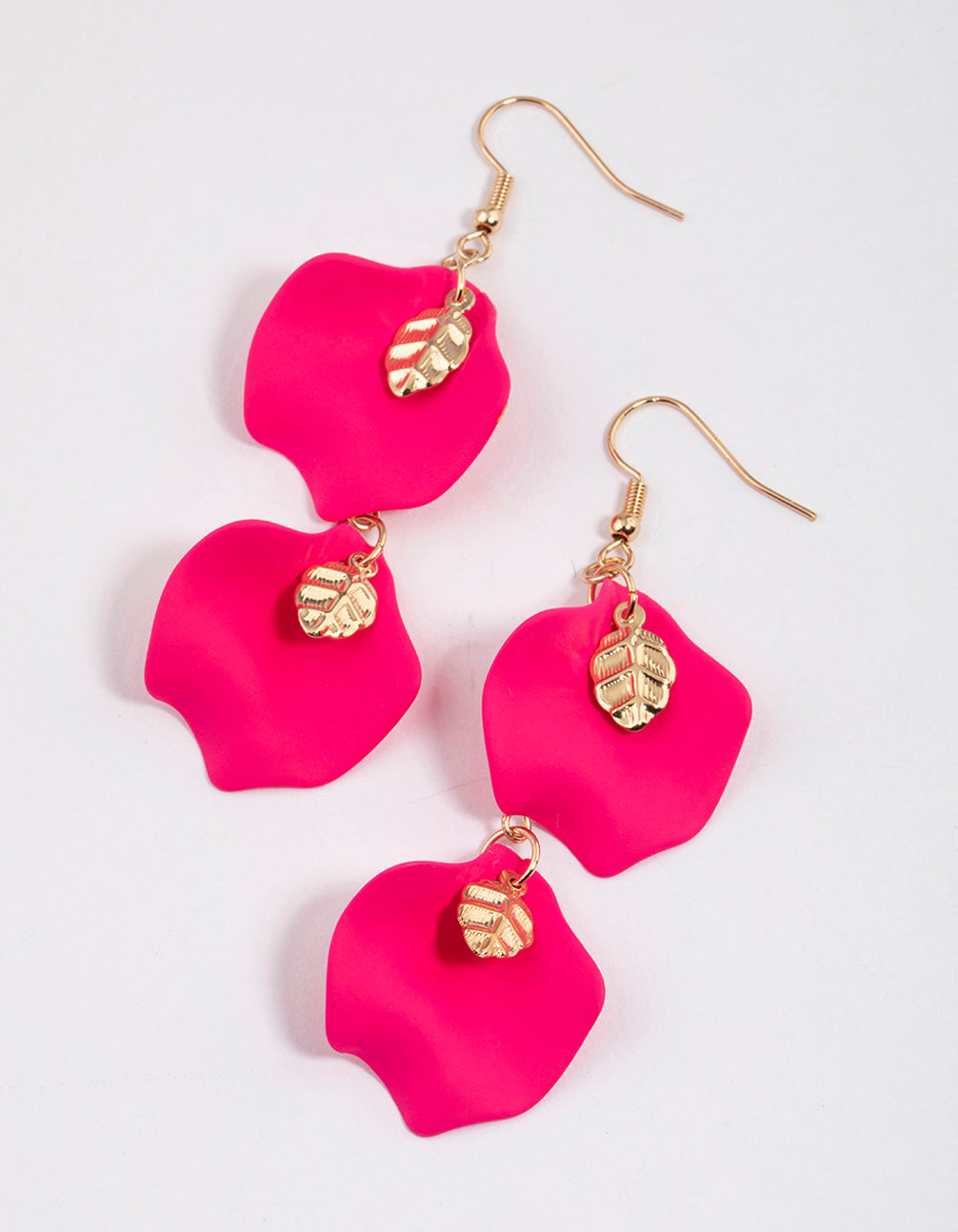 Image of Pink Double Petal Drop Earrings