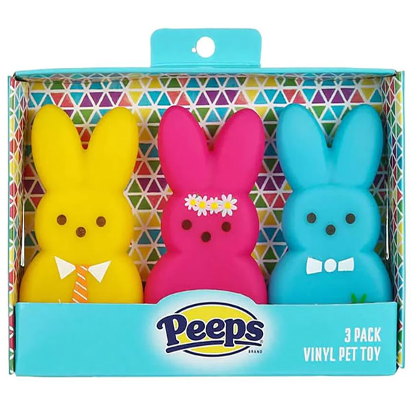 161085 - Peeps Dress-up Bunnies Vinyl Squeaker Pet Toy: 3-Piece Box