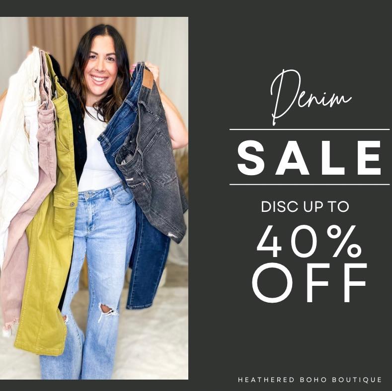 Denim sale. Discounted up to 40% off!