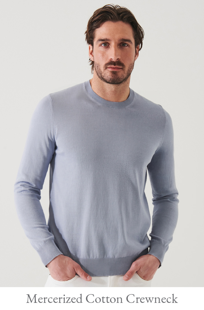 MERCERIZED COTTON LONG SLEEVE CREWNECK