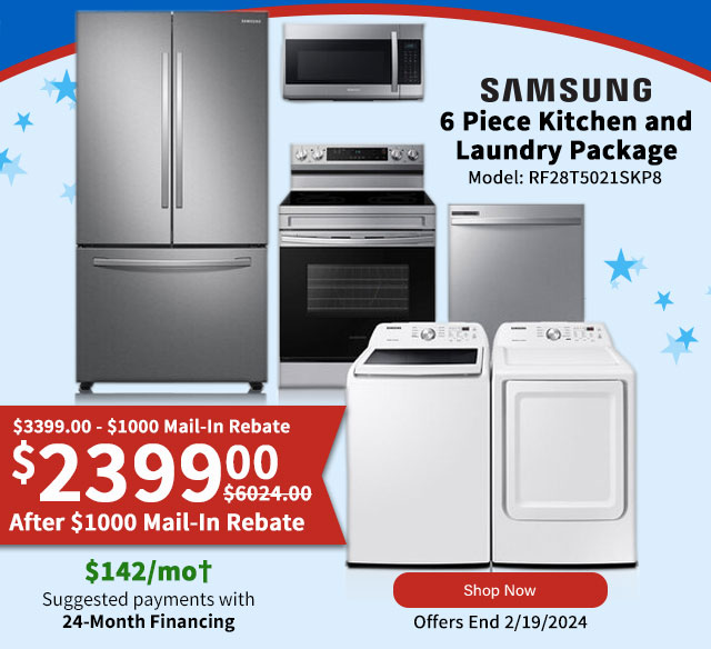 Samsung 6 Piece Kitchen and Laundry Package. Shop Now.