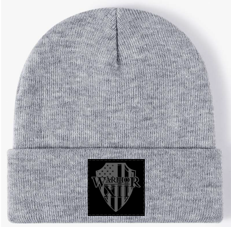 Image of Light Gray Knit Beanie - W12 Black Patch