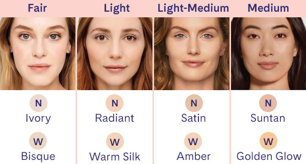 Fair, light, light-medium and medium shades