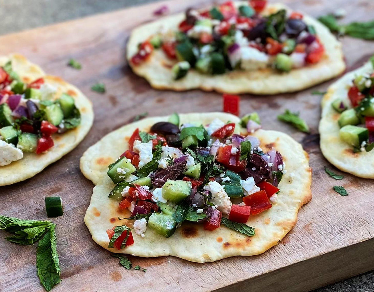 image of the Greek Yogurt Flatbreads with Feta Salad