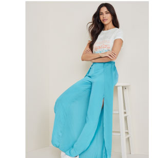 Tulip hem wide leg pants