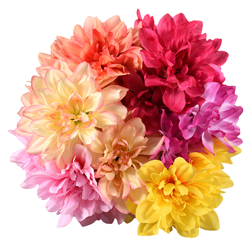 Bouquet of colorful summer faux dahlias