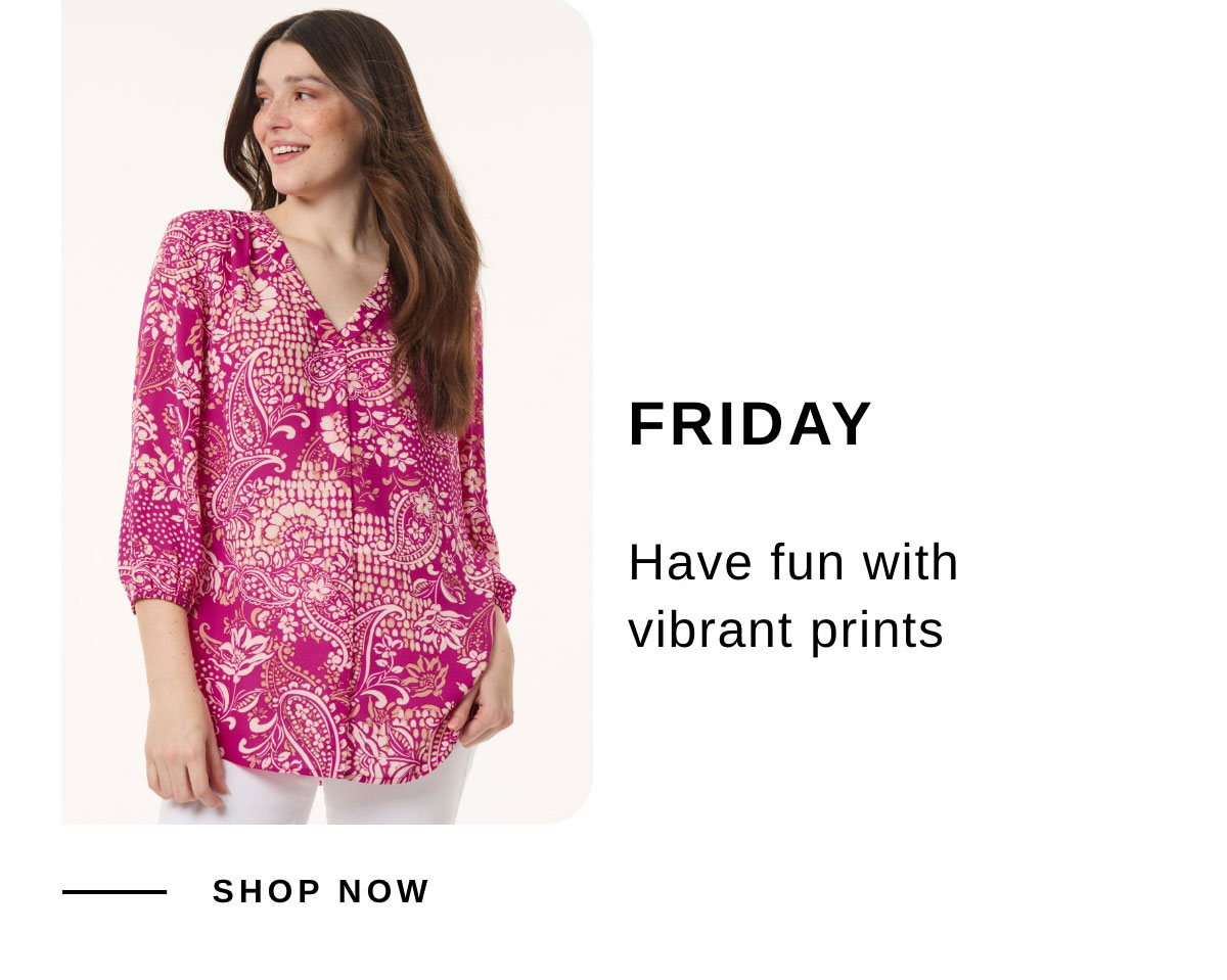 FRIDAY | SHOP NOW | Printed V-Neck Pleated Kelly Blouse, Crepe De Chine