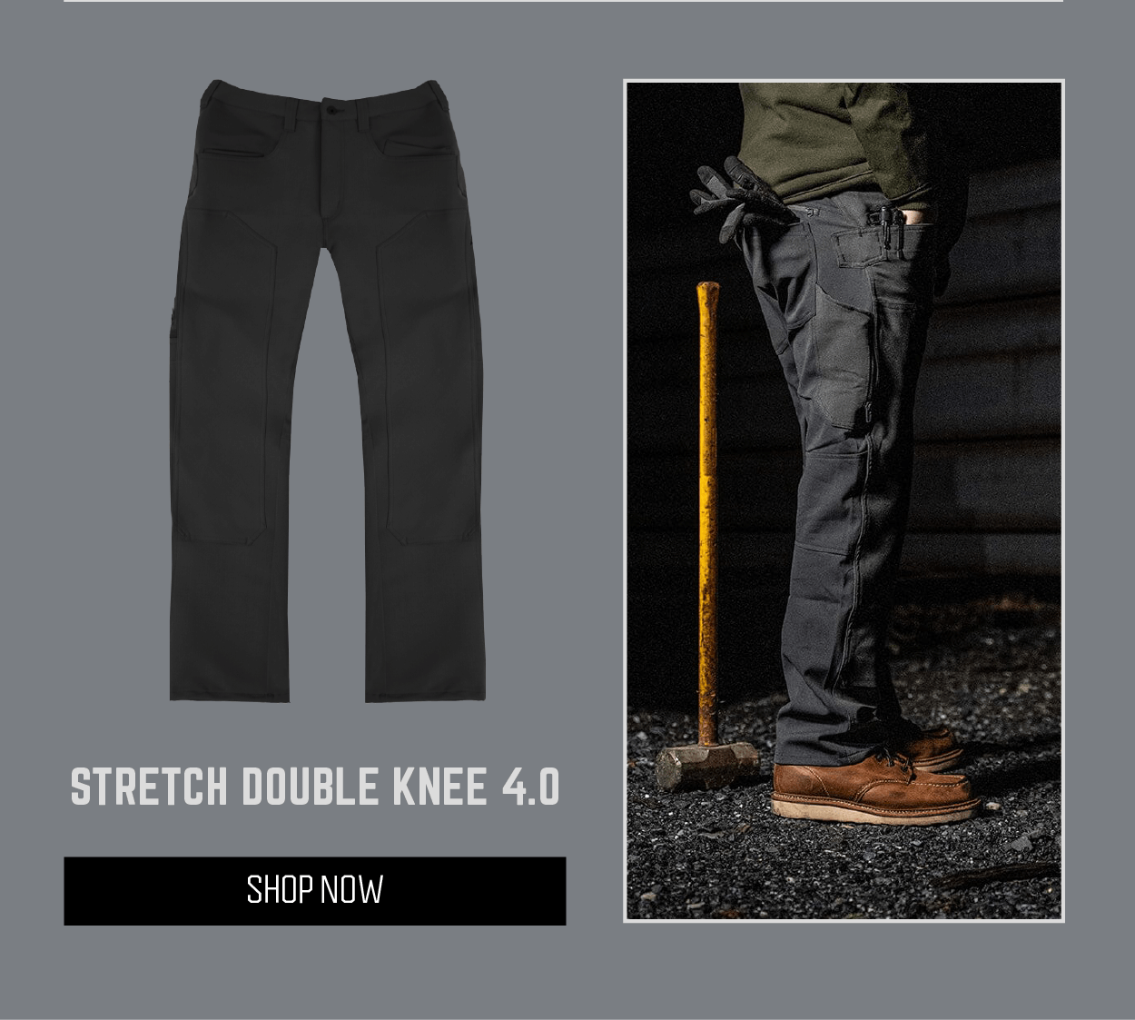 Stretch Double Knee 4.0 in Black